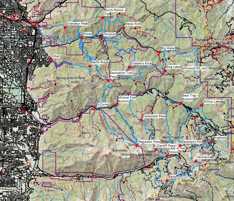 A map of the Millwood 100 course created by Utah runner Jared Campbell. Only six people have completed the course since it was created in 2010. (Photo Courtesy Jared Campbell)