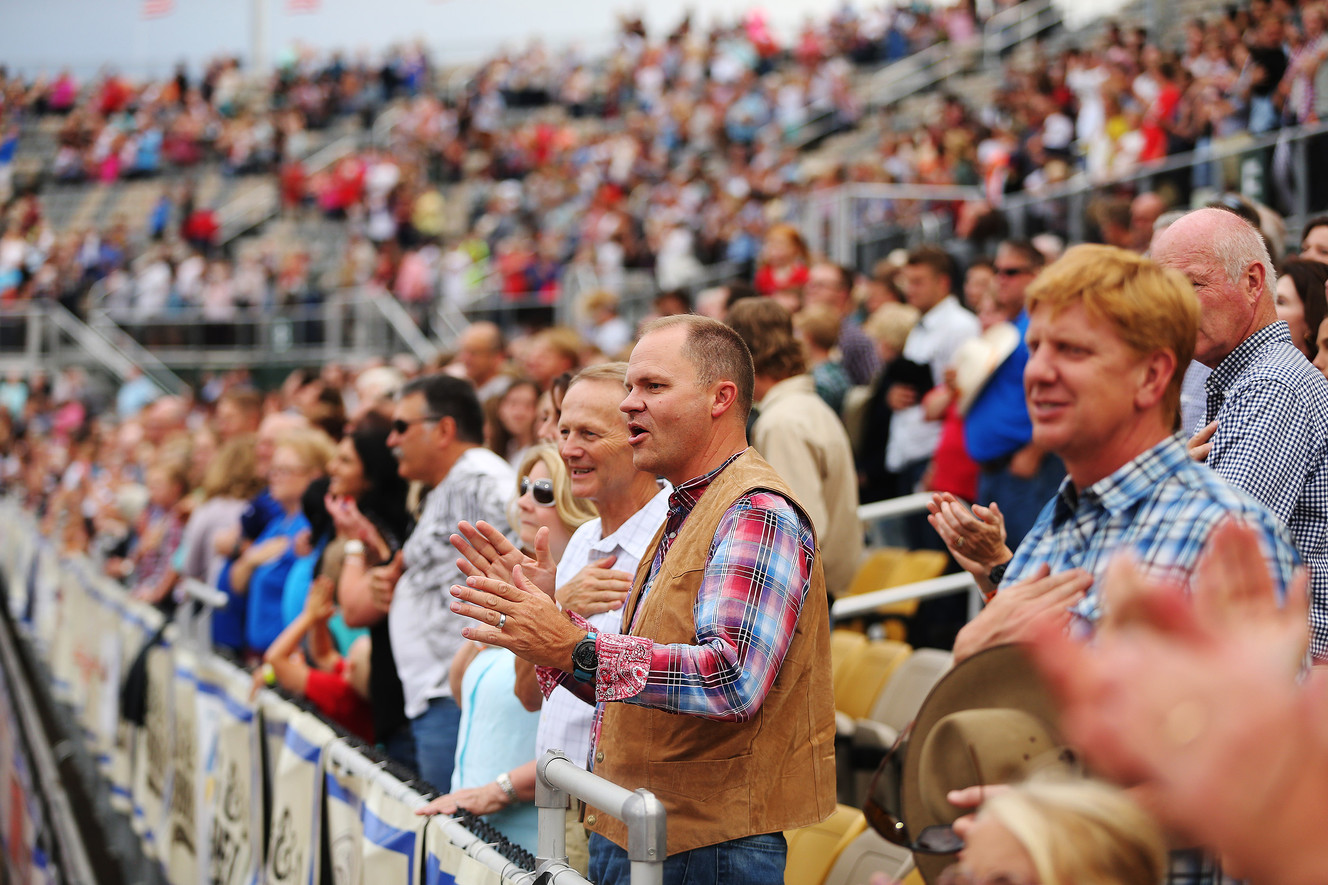 Crowds cheer during the annual Days of '47 Rodeo at the new Fairpark Arena. (Photo: Jeffrey D. Allred, Deseret News)