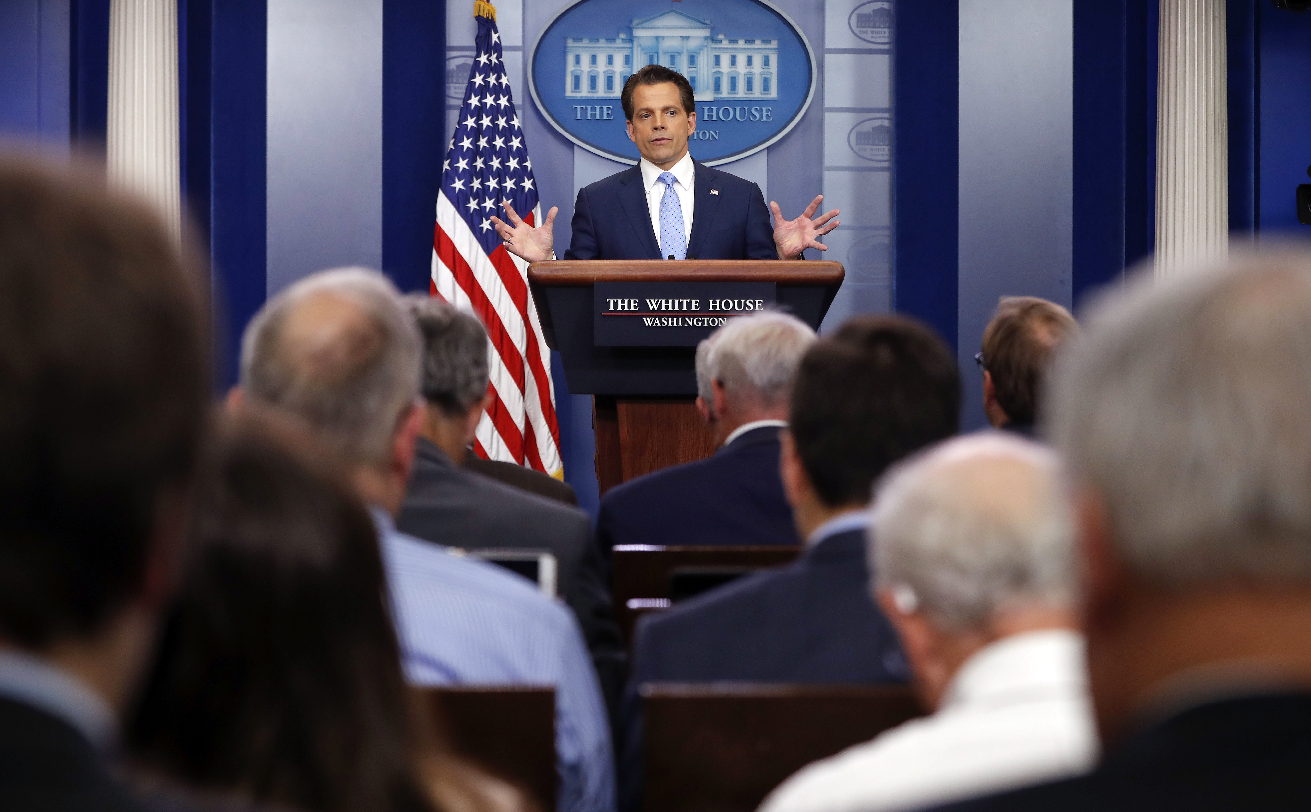 White House communication chief already at the mic for Trump