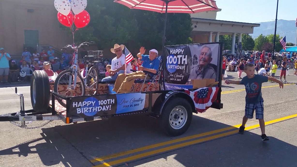 Joe Gentry, whose voice has been heard on his weekly radio show for more than 50 years, celebrated his 100th birthday. (KSL TV)