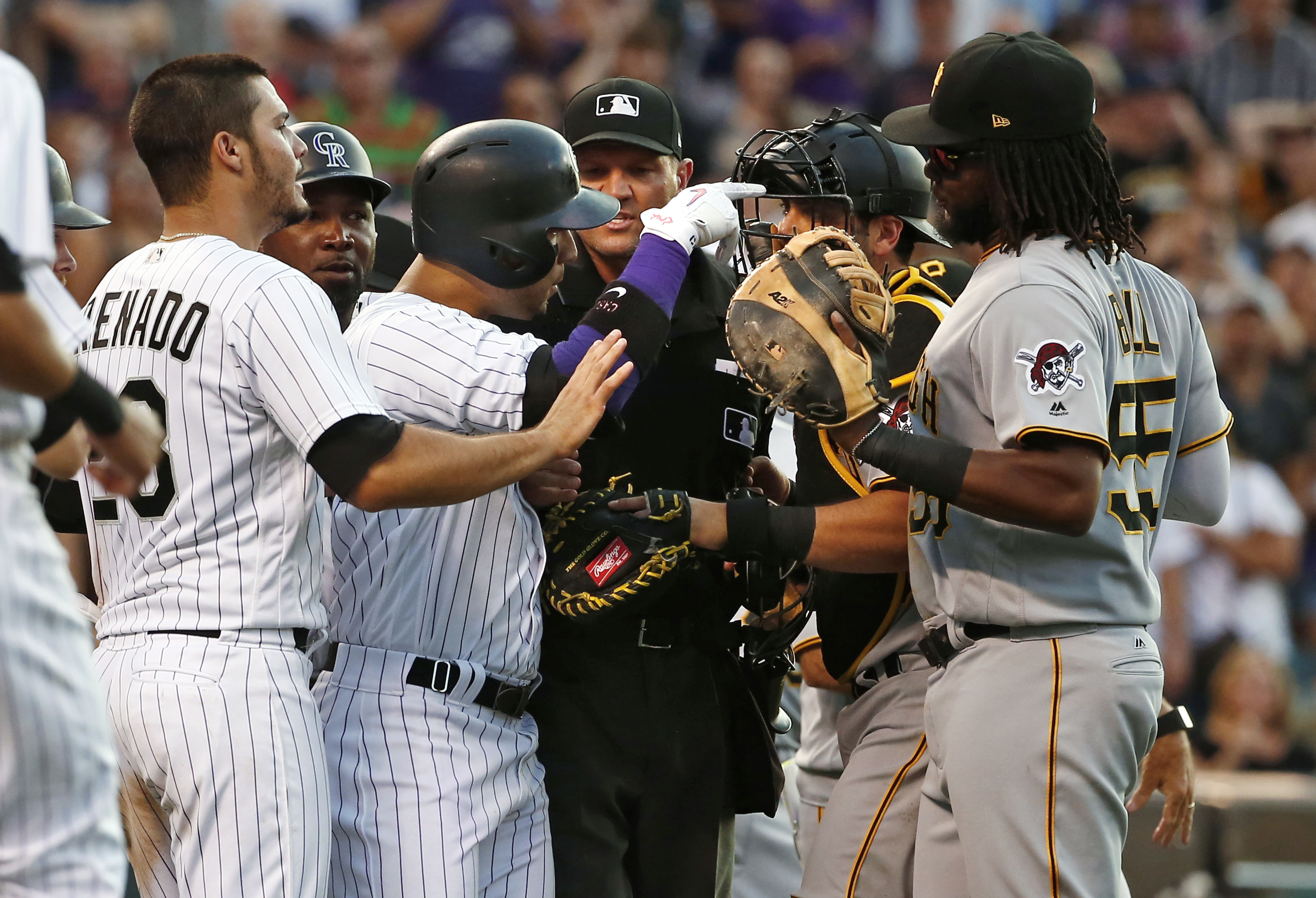 Marquez, Rockies beat Pirates 7-3 after benches empty
