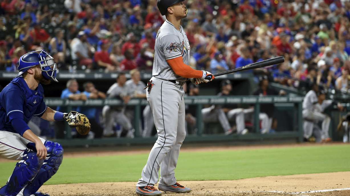 Stanton hits 2 more home runs, Marlins beat Rangers 4-0