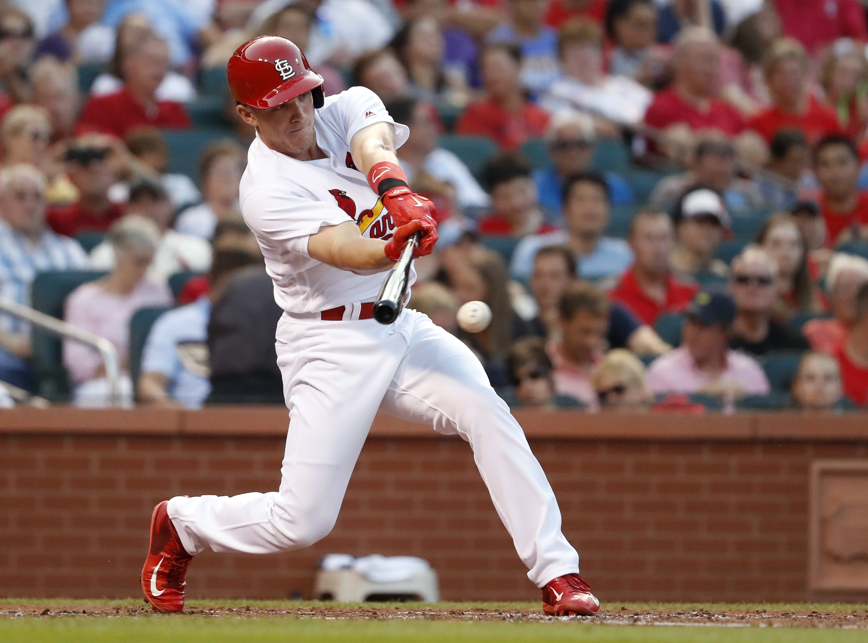 Bader doubles, slides home as Cards top Rockies 3-2 in debut