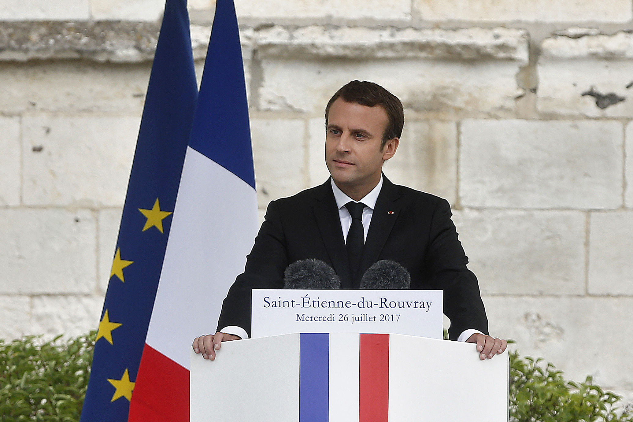 French president attends memorial for IS-slain priest