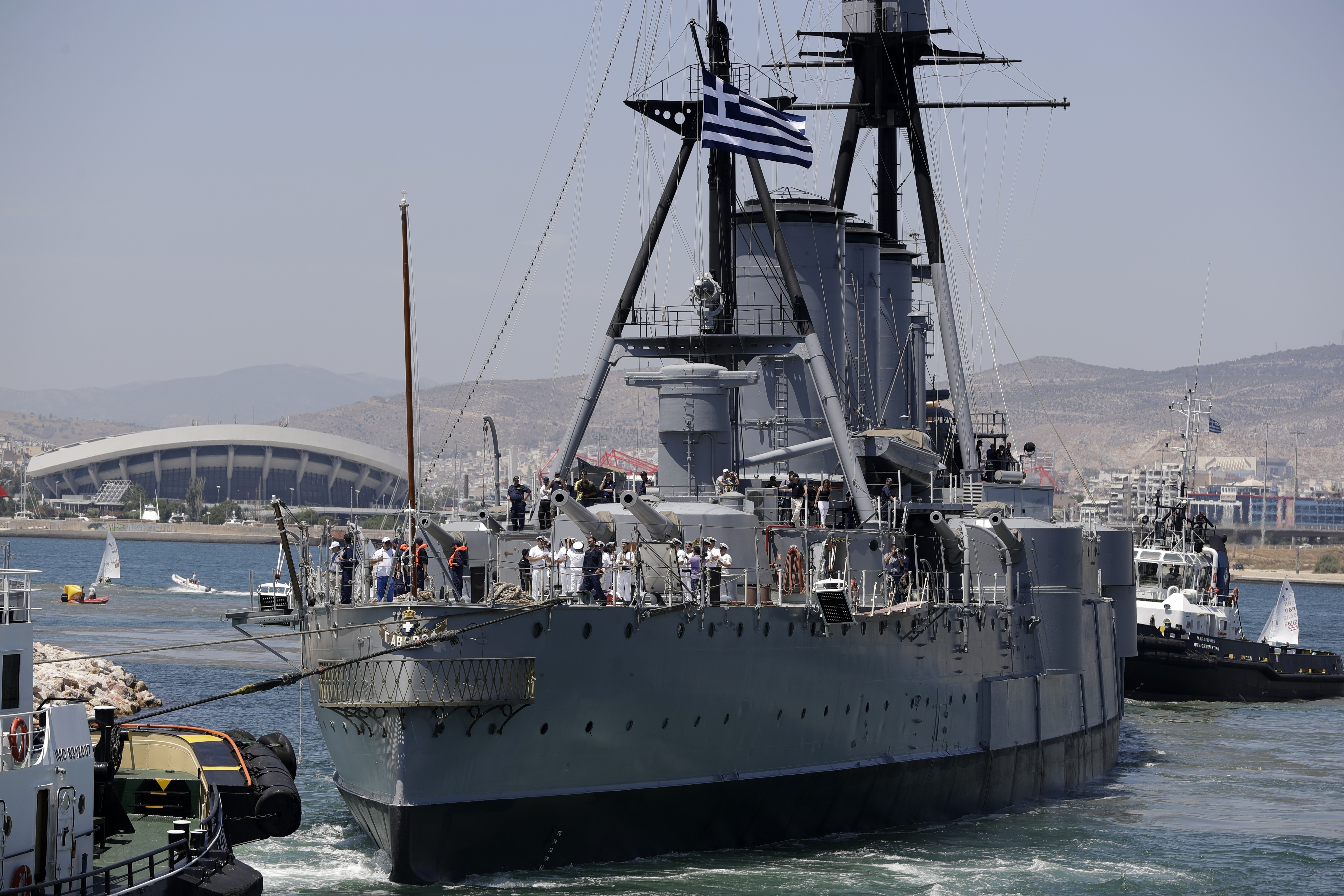 Century-old warship returns to Athens after repairs
