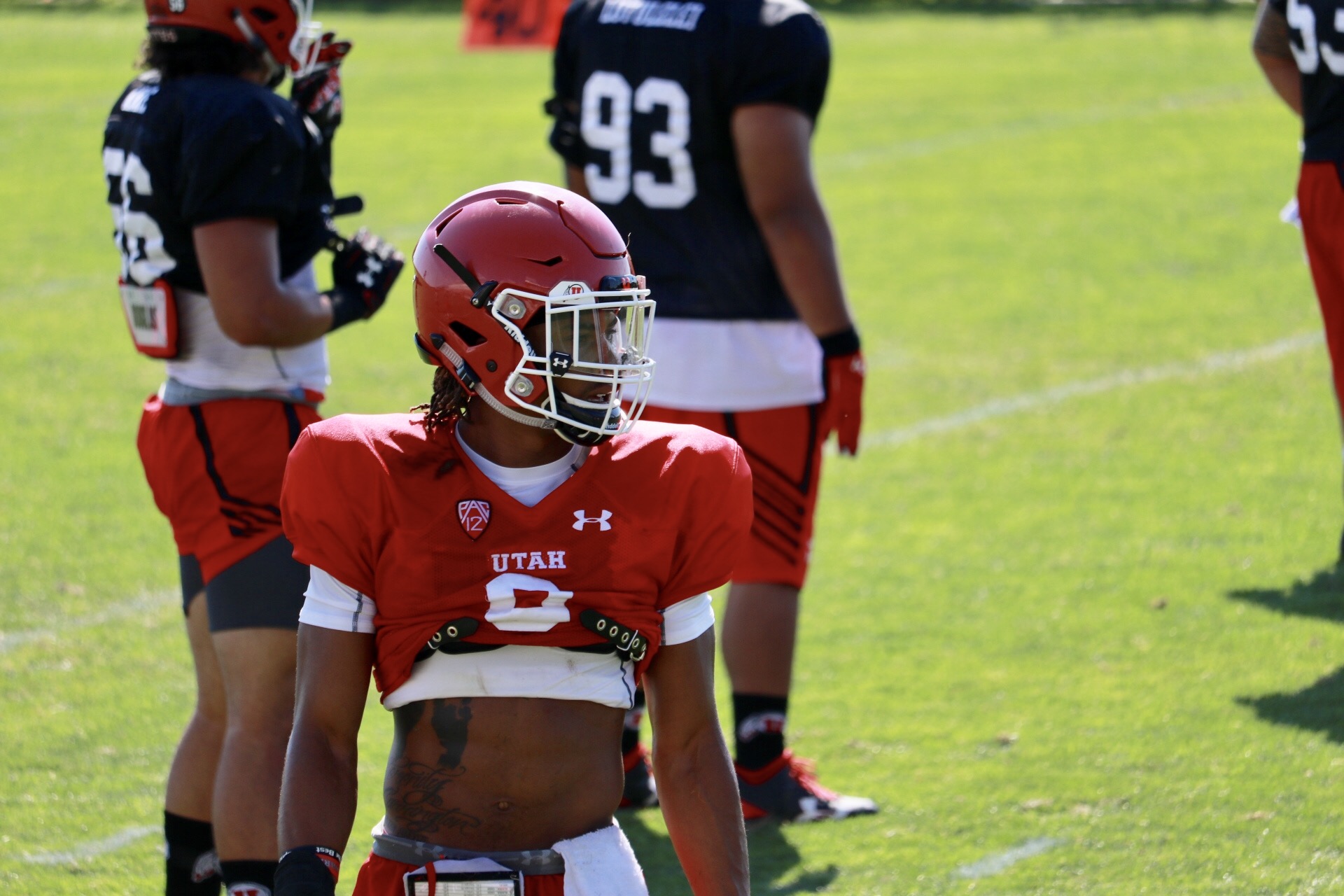 Senior Darren Carrington, a former Oregon receiver, participates in the University of Utah's practice on Aug. 1, 2017 (Photo: Josh Furlong, KSL.com).