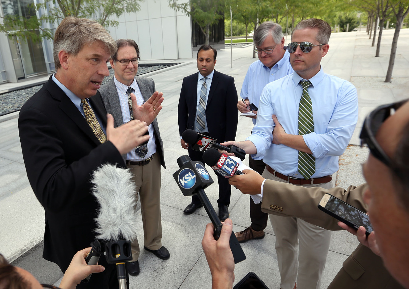 Jim Bennett, the United Utah Party's candidate to replace former Republican Rep. Jason Chaffetz in the 3rd Congressional District, talks to members of the media outside of the federal courthouse in Salt Lake City on Thursday, Aug. 3, 2017. (Photo: Kristin Murphy, Deseret News)