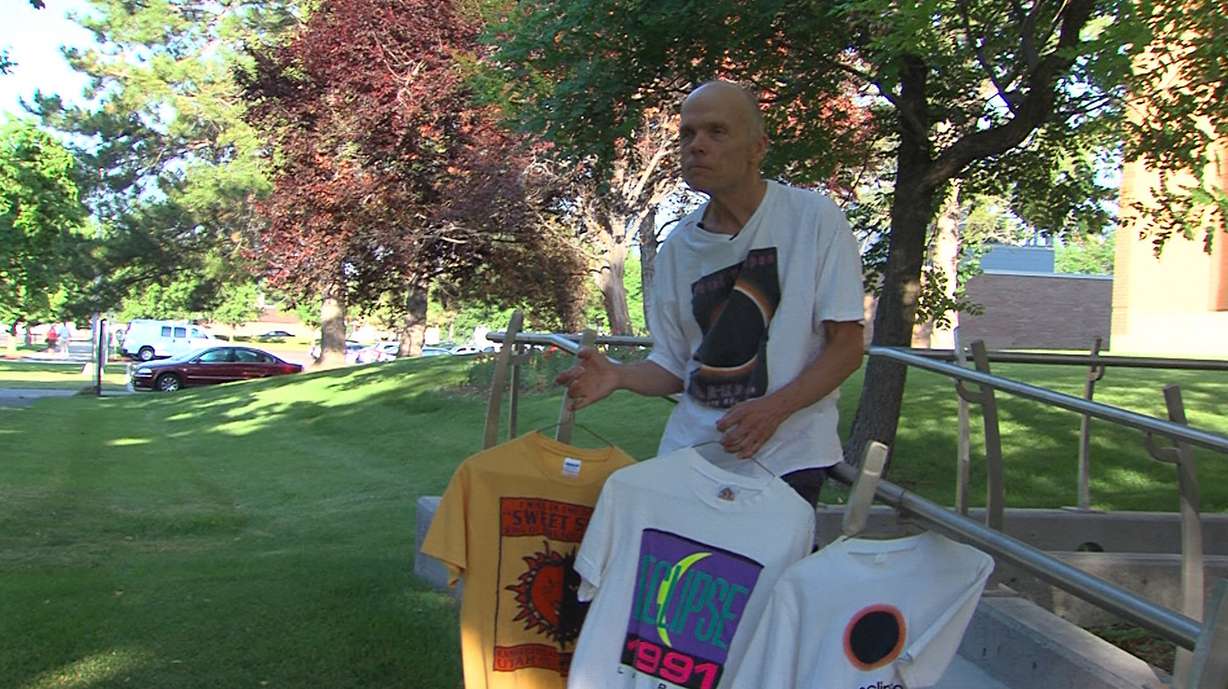 Patrick Wiggins has five total solar eclipses under his belt. Some might say he's an eclipse nut. In Salt Lake City, Wednesday, June 21, 2017, he showed off his souvenir T-shirts at solar eclipses all over the world. (Photo: Ken Fall, Deseret News)
