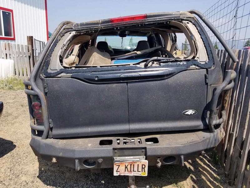 Gary Walters truck is considered a complete loss following a crash on U.S. 20 in Island Park Friday night. Photo: Courtesy Gary Walters