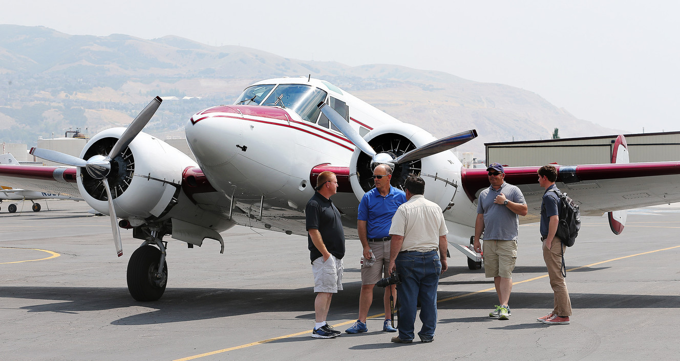 Vintage Aviation Museum prepares for Warbirds Over Utah event at the Skypark Airport in Woods Cross with a flight in a Beechcraft Super 18 twin engine airplane on Monday, Aug. 7, 2017. (Photo: Scott G Winterton, Deseret News)