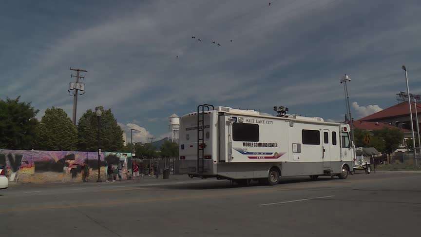 Salt Lake police mobile command center. Photo: Adam Sotelo, KSL TV