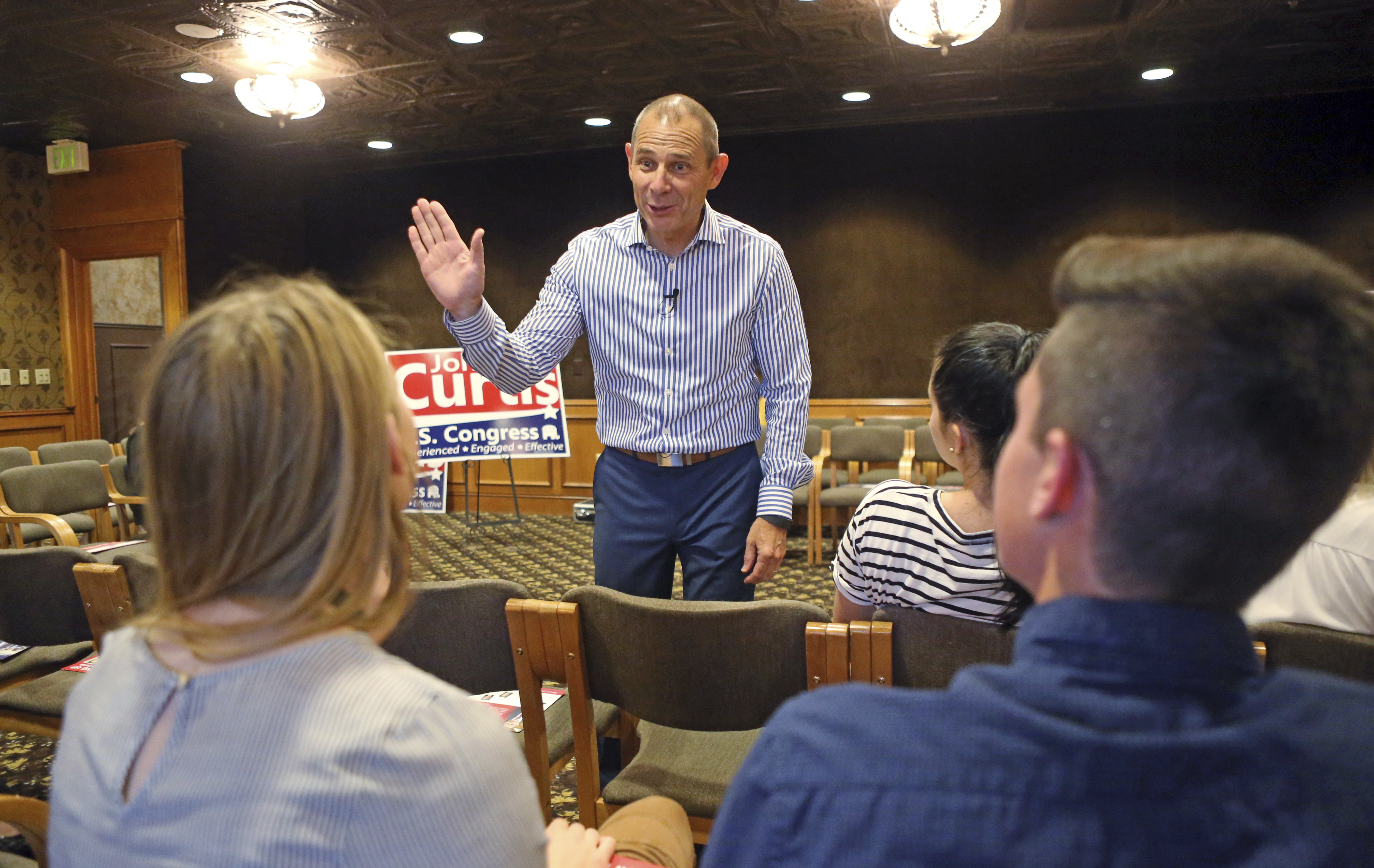 This Tuesday, Aug. 8, 2017, photo, Provo Mayor John Curtis speaks during town hall meeting, in Lehi, Utah. Photo: AP Photo