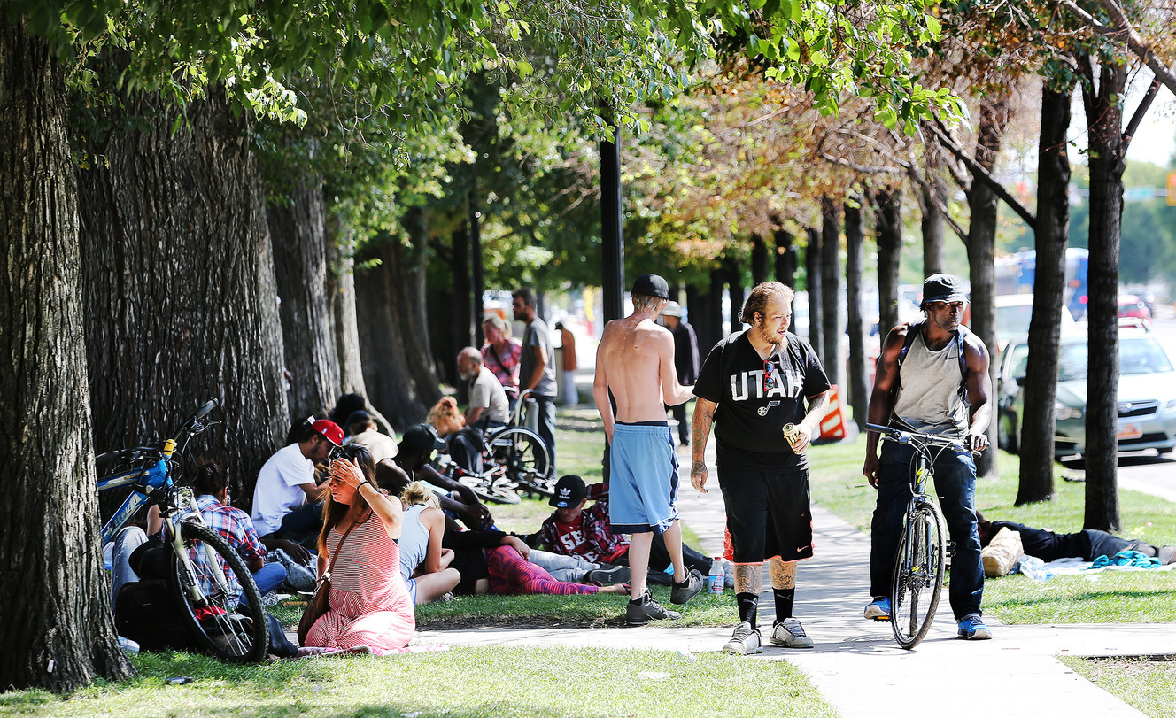 Police presence in the Rio Grande area has forced many of the homeless out and into surrounding areas including Pioneer Park in Salt Lake City on Wednesday, Aug. 16, 2017. (Photo: Scott G Winterton, Deseret News)
