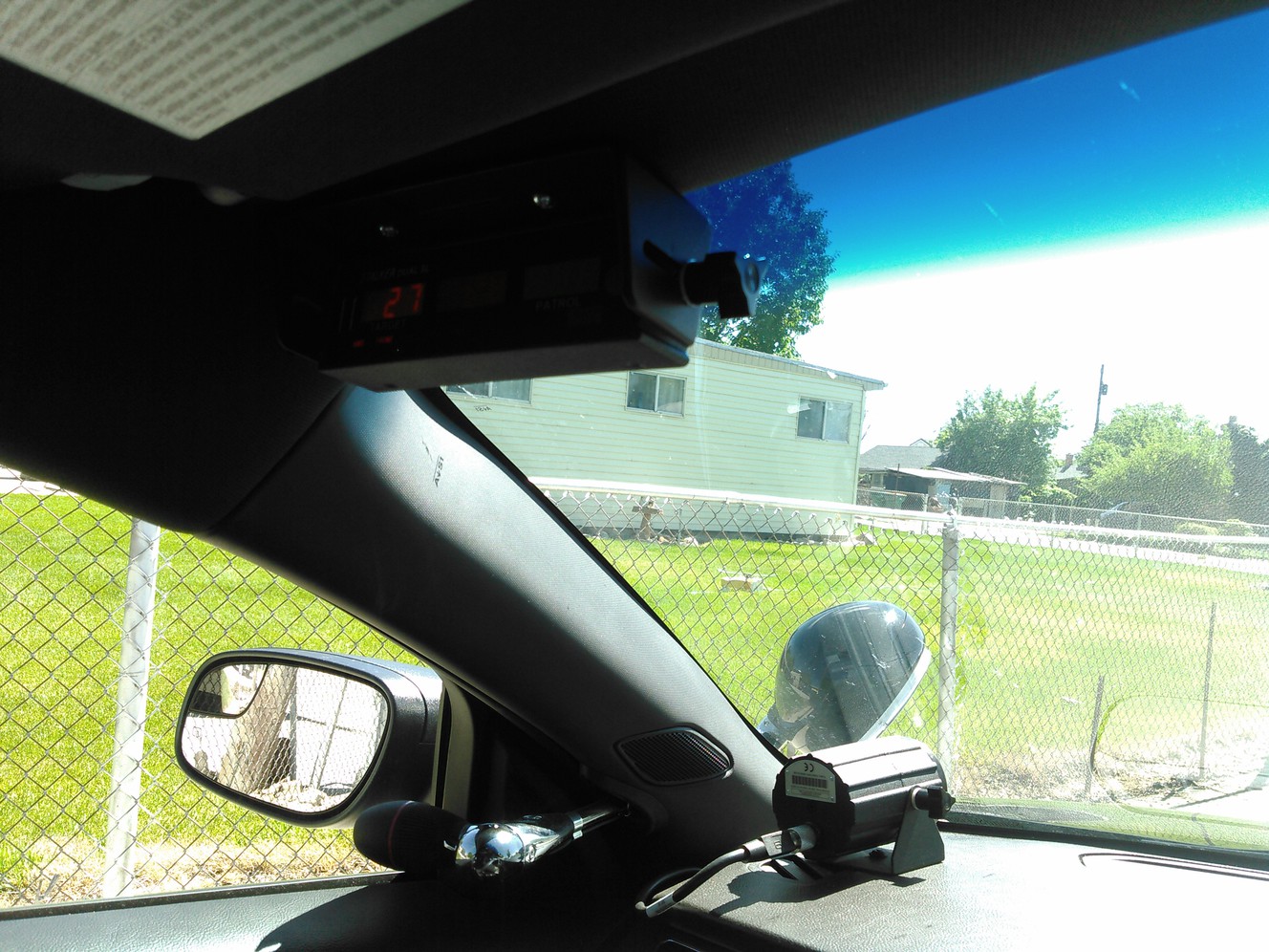 A radar gun gives a readout.
