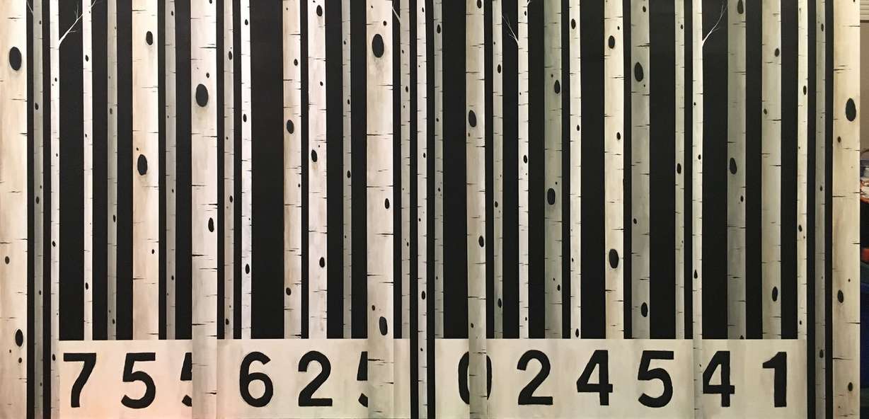 The Bar Code Series by Scott Filipiak. Fillipiak's work features trees that appear to be barcodes. (Photo: Scott Filipiak)