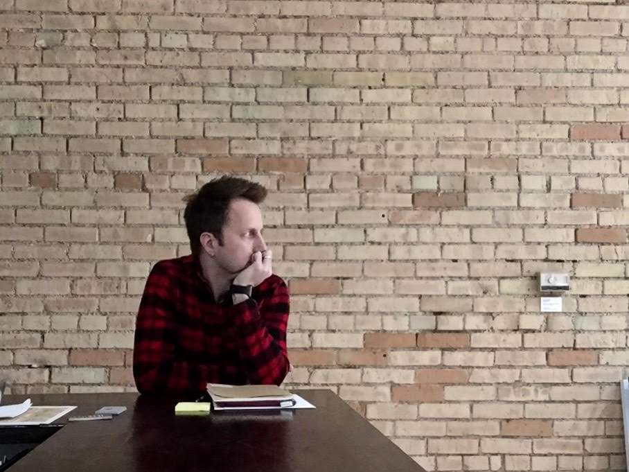 Artist Scott Filipiak is shown in this portrait. Fillipiak's work features trees that appear to be barcodes. (Photo: Scott Filipiak)