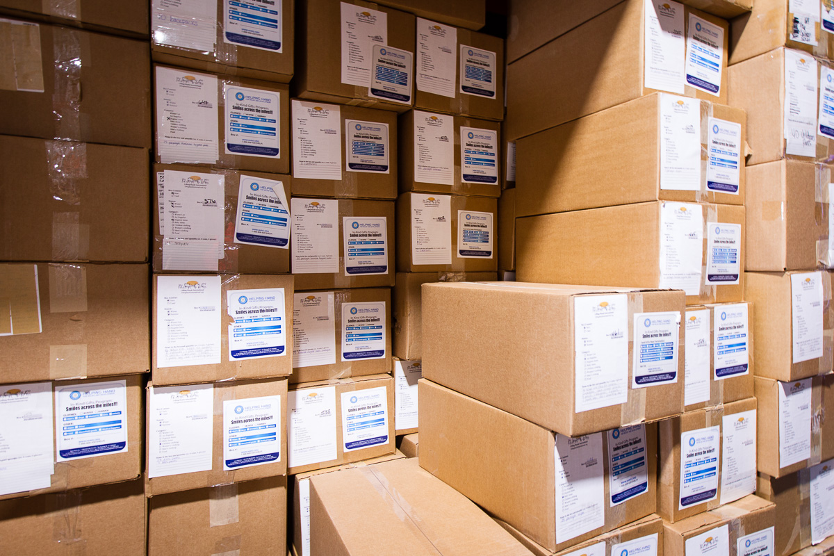 Donated supplies wait to be loaded by volunteers with Lifting Hands International and Helping Hand for Relief and Development into a trailer bound for Jordan from Riverdale on Saturday, Aug. 19, 2017 (Photo: Adam Fondren, Deseret News)