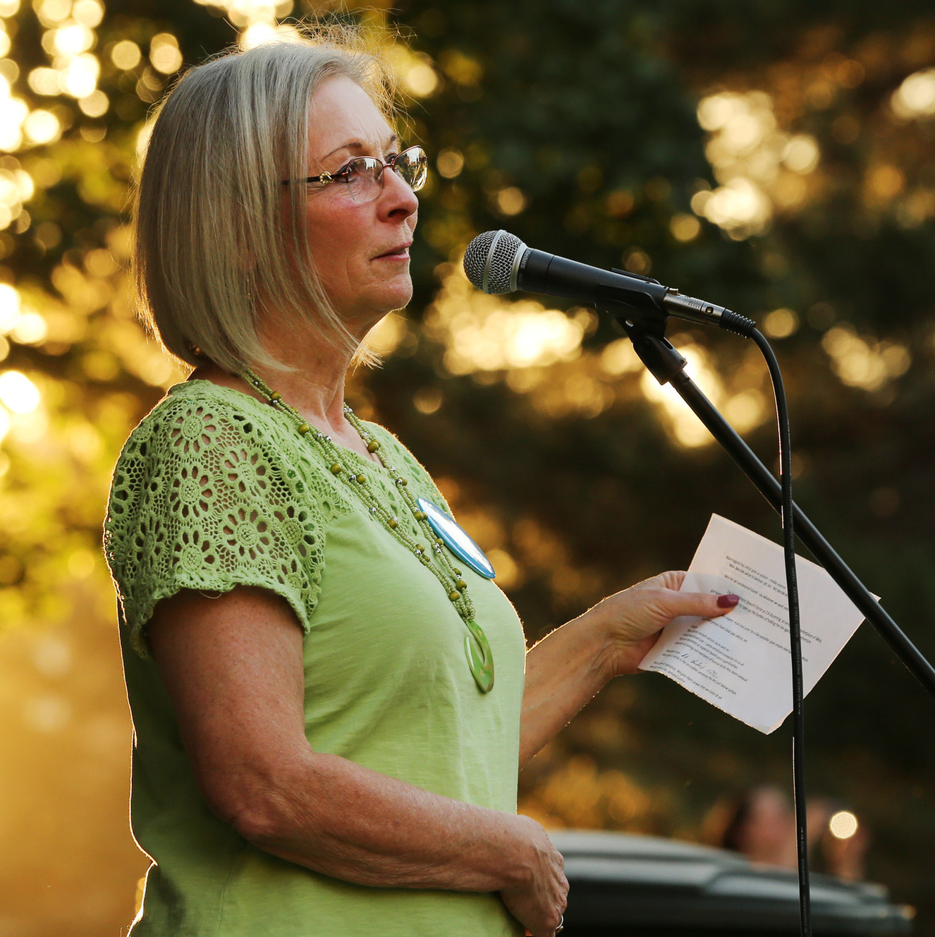 Third Congressional District candidate Kathie Allen speaks at a solidarity vigil to stand against white supremacy and racism hosted by BYU college Republican and Democrat clubs in Provo on Sunday, Aug. 20, 2017. (Photo: Scott G Winterton, Deseret News)