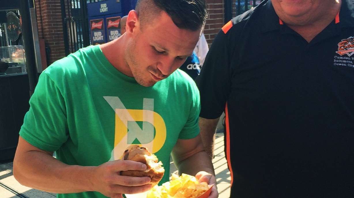 O's Boog Powell meets Athletics' Boog Powell at Camden Yards