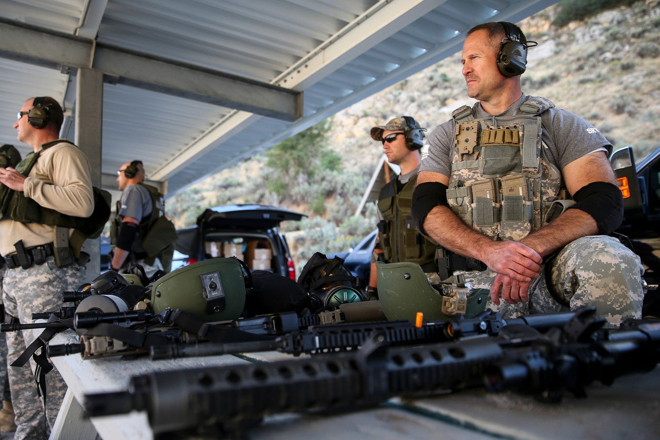 Jared Weimer, of Idaho National Laboratories special response team, prepares to use the rifle range during the third annual Mountain States SWAT Competition at the Thistle Gun Range in Thistle on Thursday, Aug. 24, 2017. (Photo: Spenser Heaps, Deseret News)