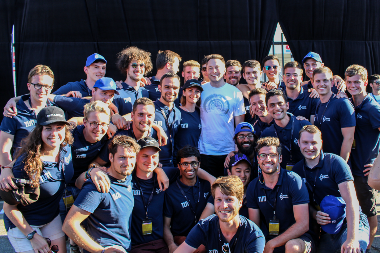The WARR Hyperloop team with Elon Musk.