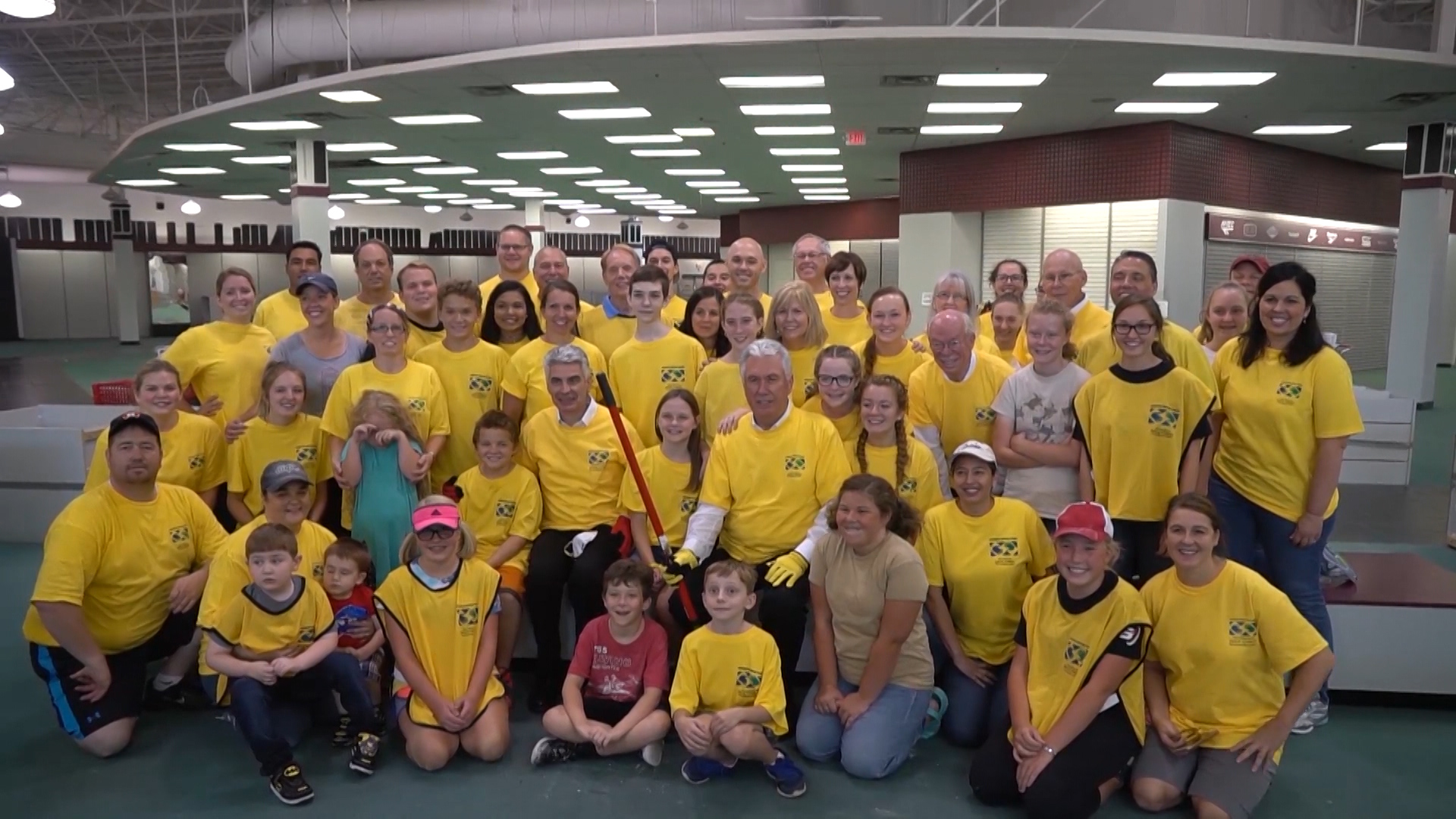 President Dieter Uchtdorf, second counselor in the First Presidency of The Church of Jesus Christ of Latter-day Saints and the Presiding Bishop of the Church spent the day overseeing the Church's efforts in the Houston region. (Photo: KSL TV)