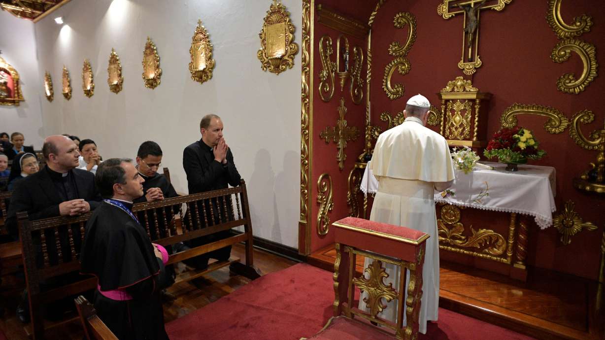 The Latest: Pope says 'thick darkness' threatens Colombia