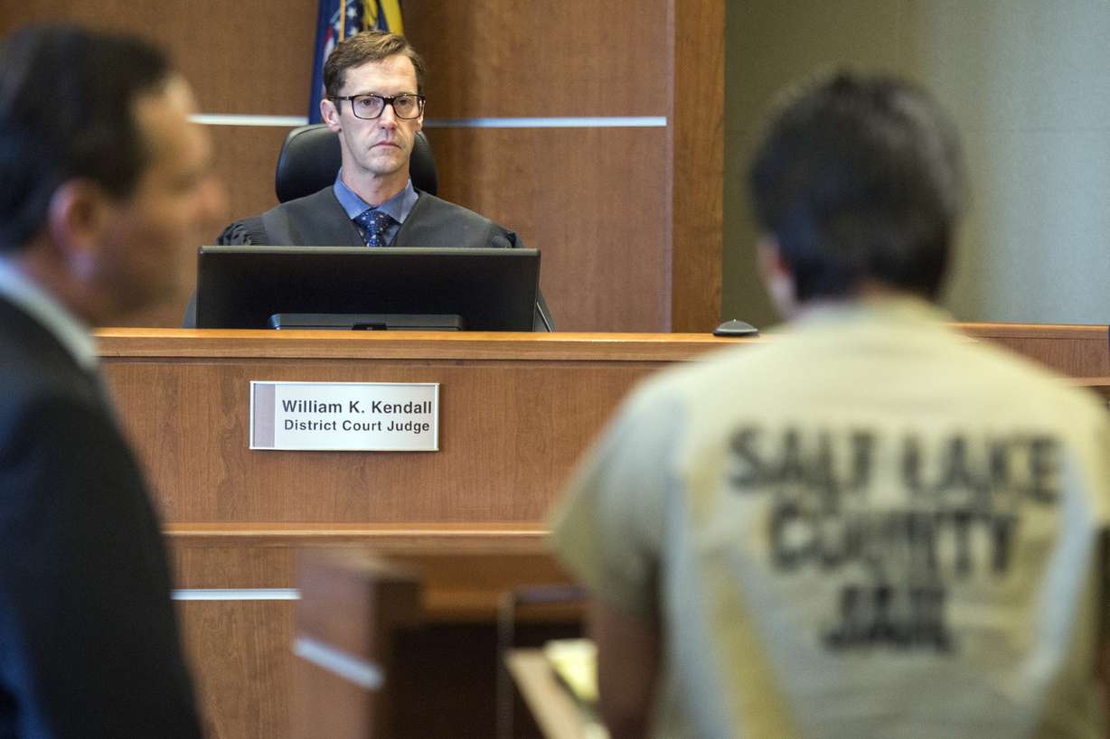 Mario Cervantes-Angel speaks to District Court Judge William K. Kendall during his sentencing at a West Jordan courthouse on Tuesday, Sept. 19, 2017. Cervantes-Angel, 29, pleaded guilty Tuesday to two counts of first-degree felony aggravated murder for the July 6, 2016, shooting deaths of 15-year-old Abril Izazaga and her brother, 16-year-old Jose Izazaga, outside of a Salt Lake County apartment complex. (Photo: Chris Detrick)