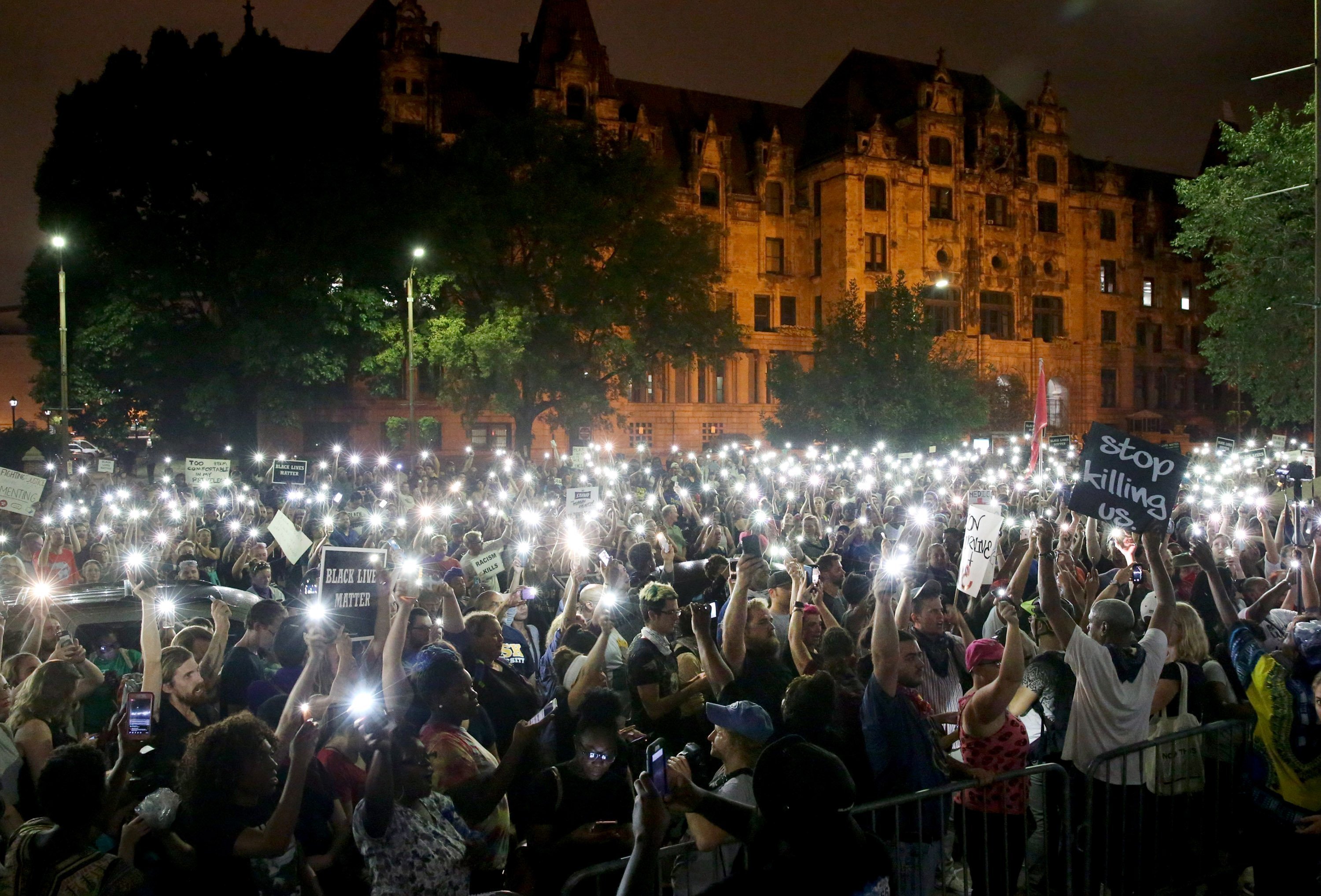 The Latest: Police say some protesters ignored commands