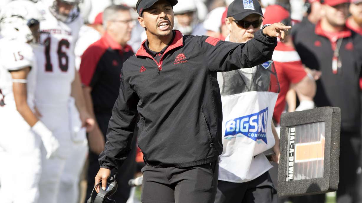 Southern Utah head coach Demario Warren yells out to his players during an NCAA college football game Saturday, Oct. 1, 2016, in Missoula, Mont. Montana defeated Southern Utah, 43-20.
