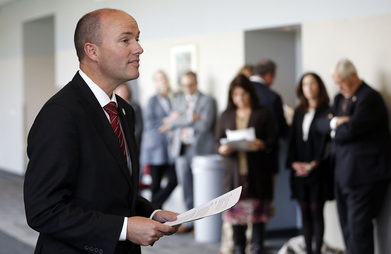 Lt. Gov. Spencer Cox speaks at Salt Lake Community College in Sandy on Monday, Oct. 2, 2017, about efforts to break the cycle of intergenerational poverty in Utah. (Photo: Ravell Call, KSL)