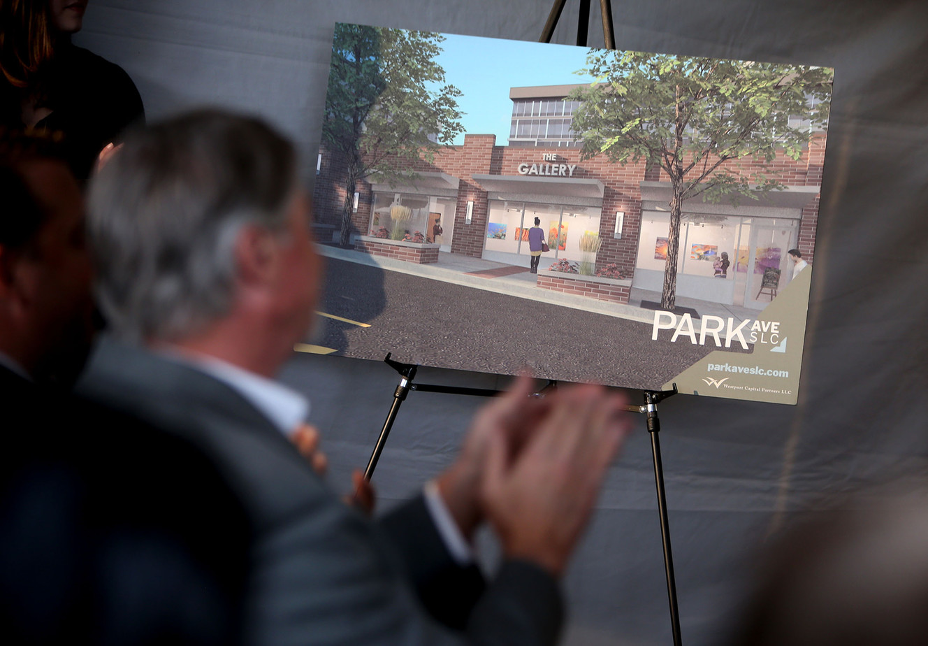 People applaud during a press conference launching the construction of a $150 million mixed-use development, dubbed Park Ave, on Wednesday, Oct. 4, 2017, in Salt Lake City. The Sugar House development will feature a 170,000-square-foot University of Utah Health Sugar House Health Center, a 150,000-square-foot office building, a 150-unit multifamily residential building, art gallery, street-level retail and a new connecting street between Highland Drive and 1300 East. (Photo: Laura Seitz, KSL)