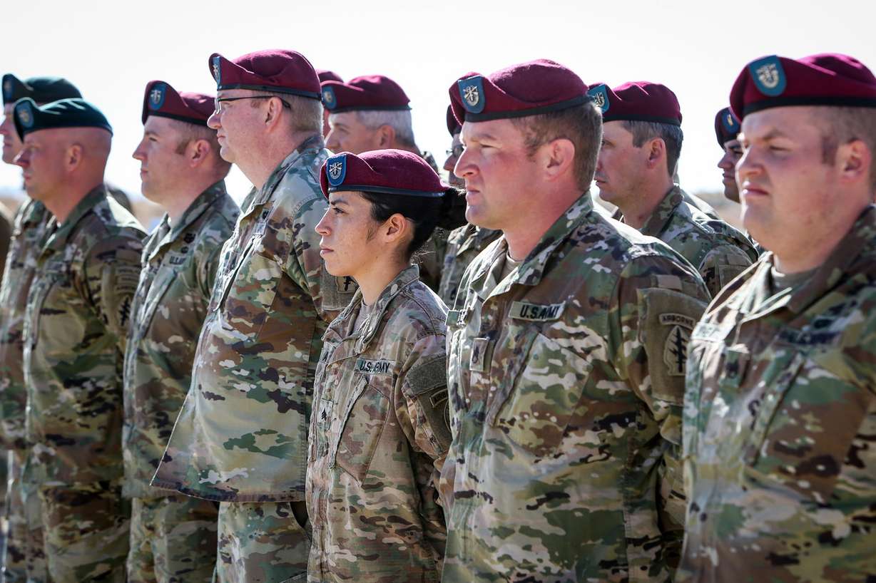 Members of of the Utah National Guard attend the groundbreaking ceremony for the new Special Forces Readiness Center at Camp Williams on Tuesday, Oct. 17, 2017. (Photo: Adam Fondren, KSL)