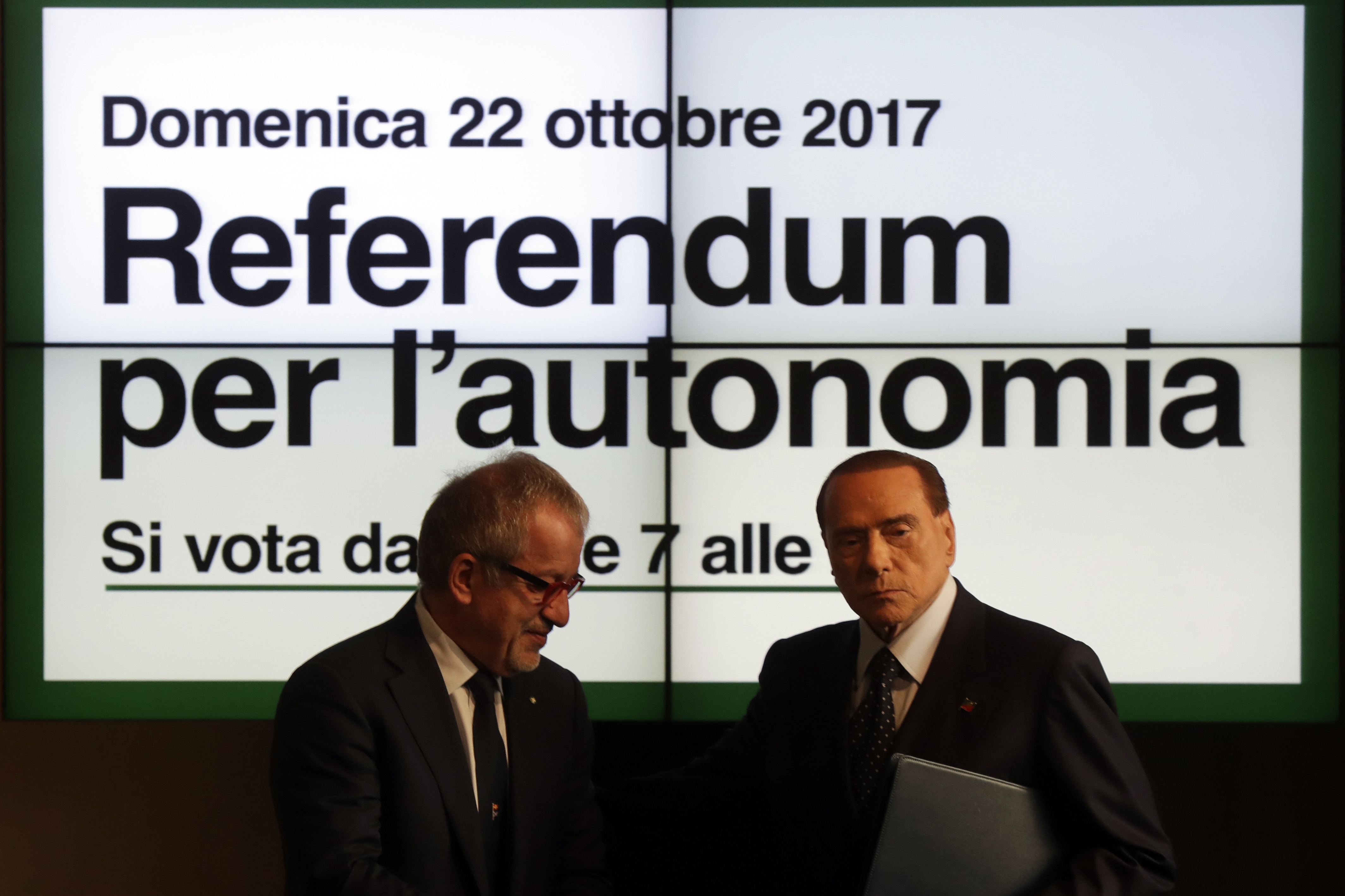 Berlusconi backs autonomy referendums in 2 Italian regions