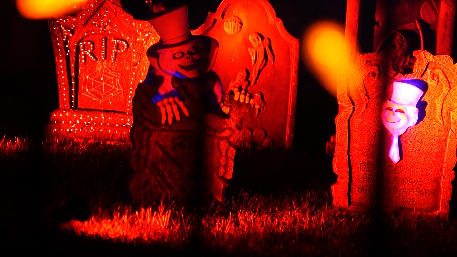 Over the years, a few outdoor decorations in Greg Shoop's yard has turned into now a front-yard graveyard, a small army of skeletons, a skeleton horse and rider, a pumpkin man, a three-headed dog, a ghost and eyeball lights — all synced to a musical soundtrack.