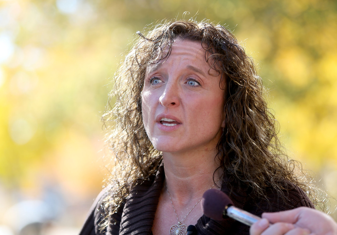 Julie Dole, former Salt Lake County chief deputy recorder, talks to members of the media about the investigation surrounding former Salt Lake County Recorder Gary Ott in front of the Salt Lake County Building in Salt Lake City on Tuesday, Oct. 24, 2017. (Photo: Kristin Murphy, KSL)