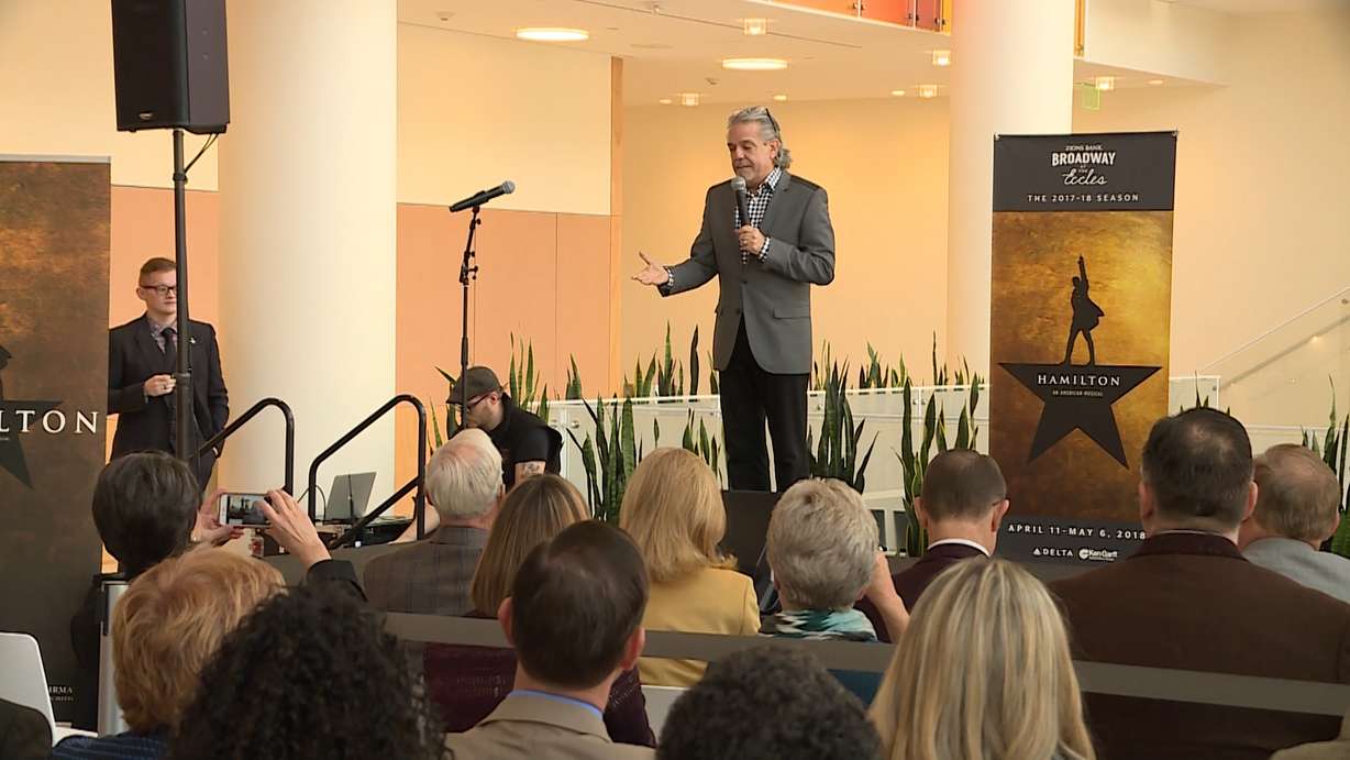 Luis Miranda, the father of “Hamilton” creator Lin-Manuel Miranda, announced 2,300 Title 1 Utah students and their teachers would get the chance to experience "Hamilton" during special news conference at the Eccles Theater on Oct. 26. (Photo: KSL TV)