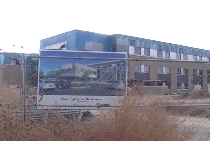 Work on the new Provo High School is on schedule. Photo: Sam Penrod, KSL TV