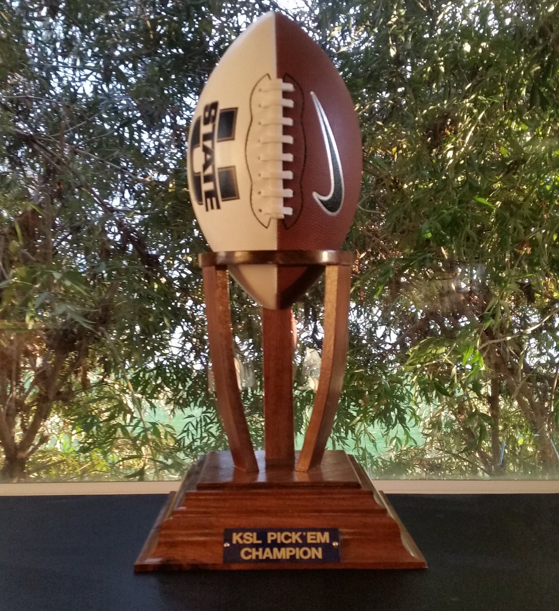 My first trophy is done! #KSLPickem #GoAggies (Brian Woolston, Twitter)