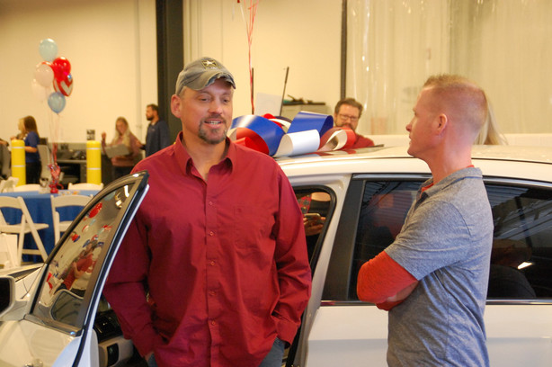 David Aullman talks about receiving a 2014 Honda Accord as part of Progressive's Keys to Progress charity drive Thursday, Nov. 9, 2017, in Midvale. (Photo: Jason Locke, Progressive)