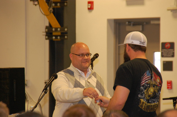Justin Dredge gets the keys to a 2013 Nissan Sentra as part of Progressive's Keys to Progress charity drive Thursday, Nov. 9, 2017, in Midvale. (Photo: Jason Locke, Progressive)
