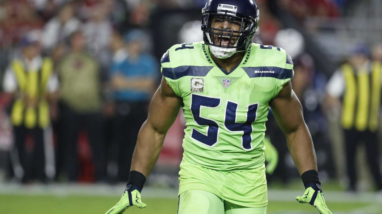 Bobby Wagner celebrates after making a play with the Seattle Seahawks.