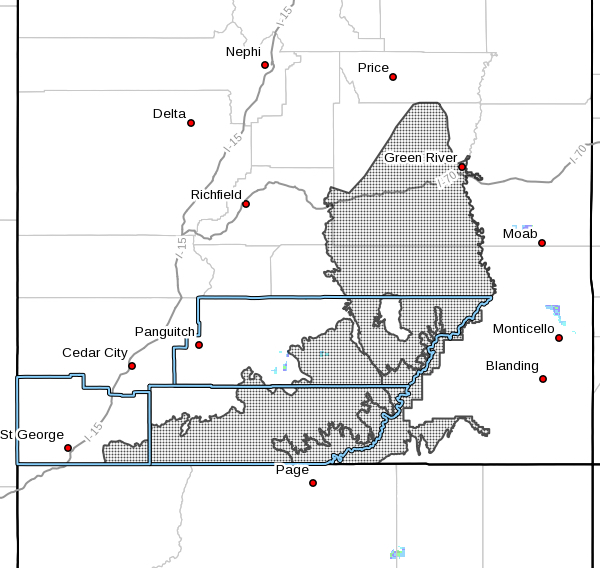Shaded areas on this map denote those subject to a wind advisory in effect from 9 a.m. to 9 p.m. Friday. Image generated 2:46 p.m., Nov. 16, 2017 (Photo: Courtesy of the National Weather Service via St. George News)