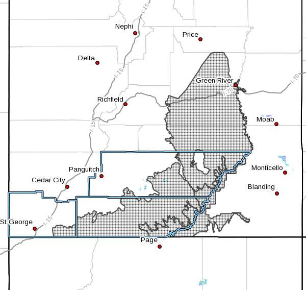 Shaded areas on this map denote those subject to a wind advisory in effect from 9 a.m. to 9 p.m. Friday. Image generated 2:46 p.m., Nov. 16, 2017 (Photo: Courtesy of the National Weather Service via St. George News)