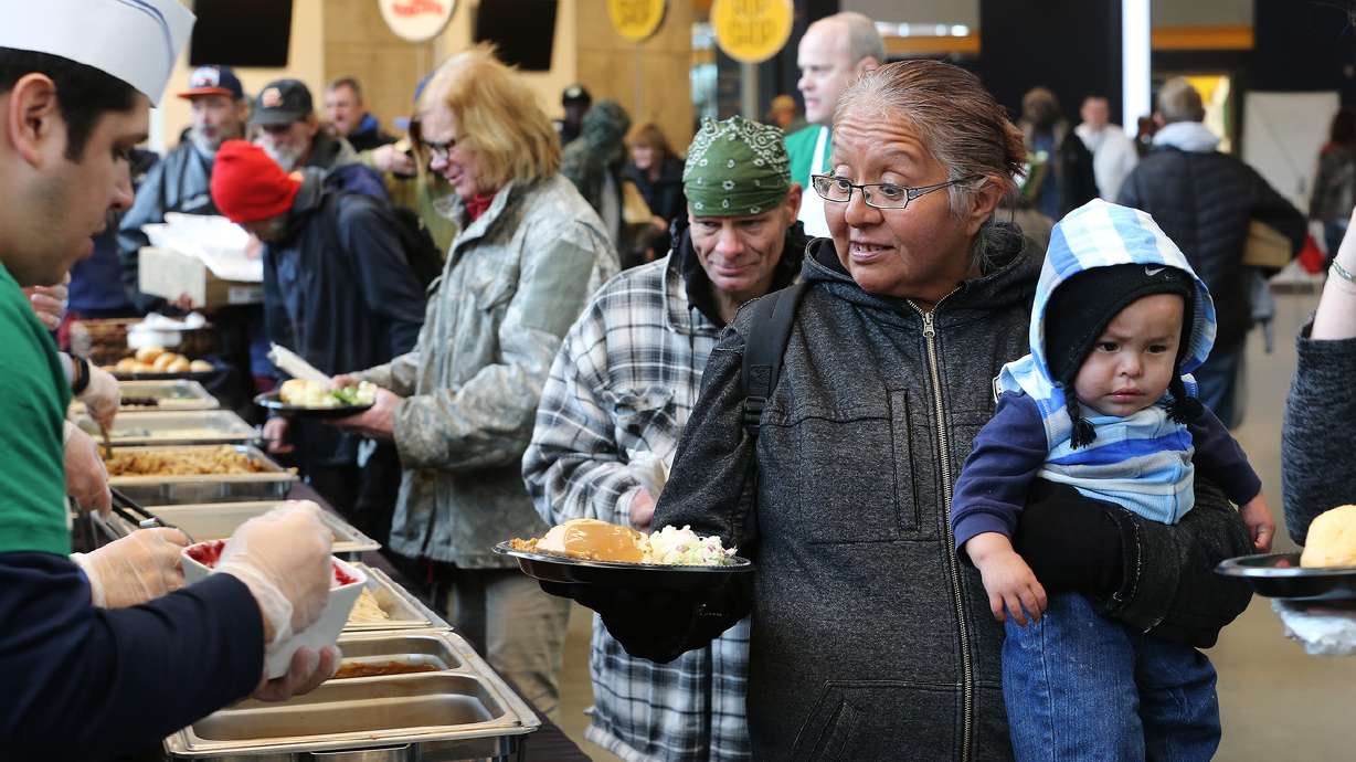 'Really did give me hope': Vivint Arena hosts homeless for Thanksgiving dinner