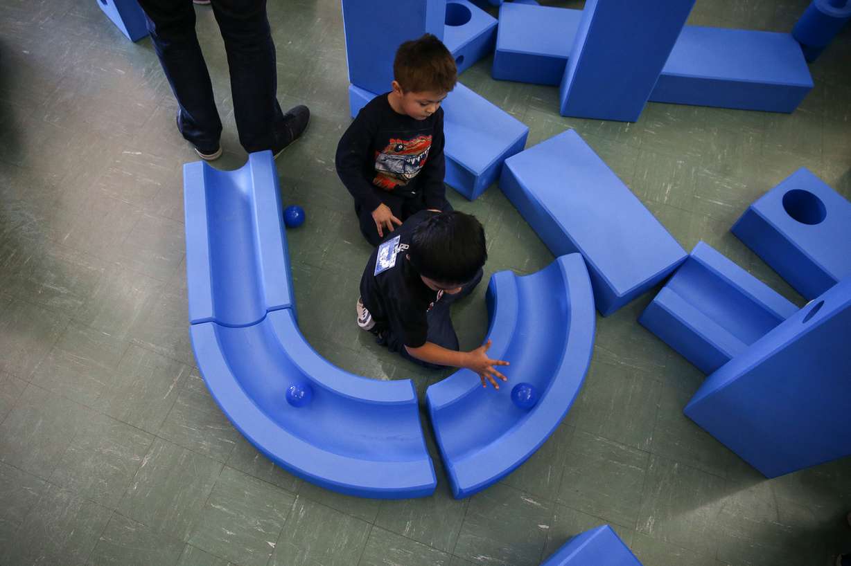 Children in the Utah Community Action Head Start program play with the Imagination Playground in a Cart at Utah Community Action in Salt Lake City on Wednesday, Nov. 29, 2017. (Photo: Spenser Heaps, KSL)