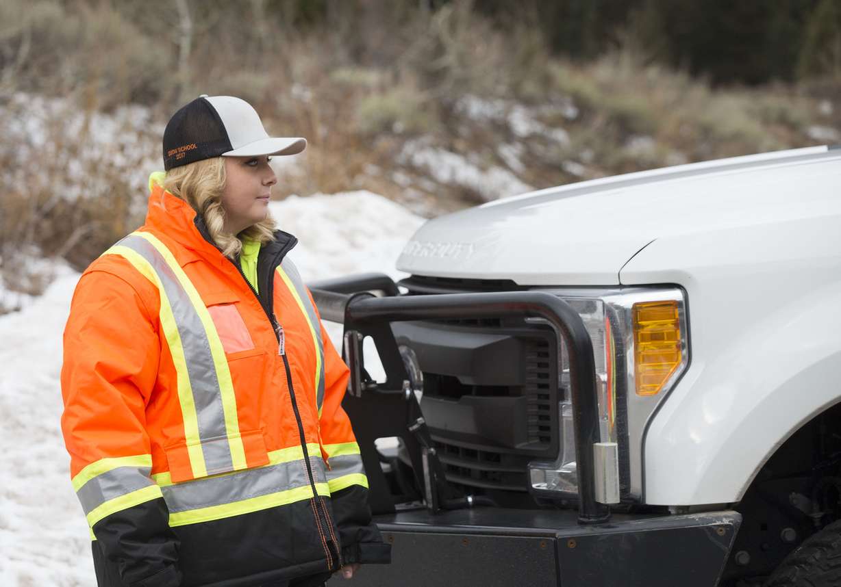 Brittany Kidd, a Utah Department of Transportation patrol driver, talks about the head-on collision she was involved in on Friday, Nov. 17, in Big Cottonwood Canyon during a press briefing in the canyon on Friday, Dec. 1, 2017. (Photo: Laura Seitz, KSL)