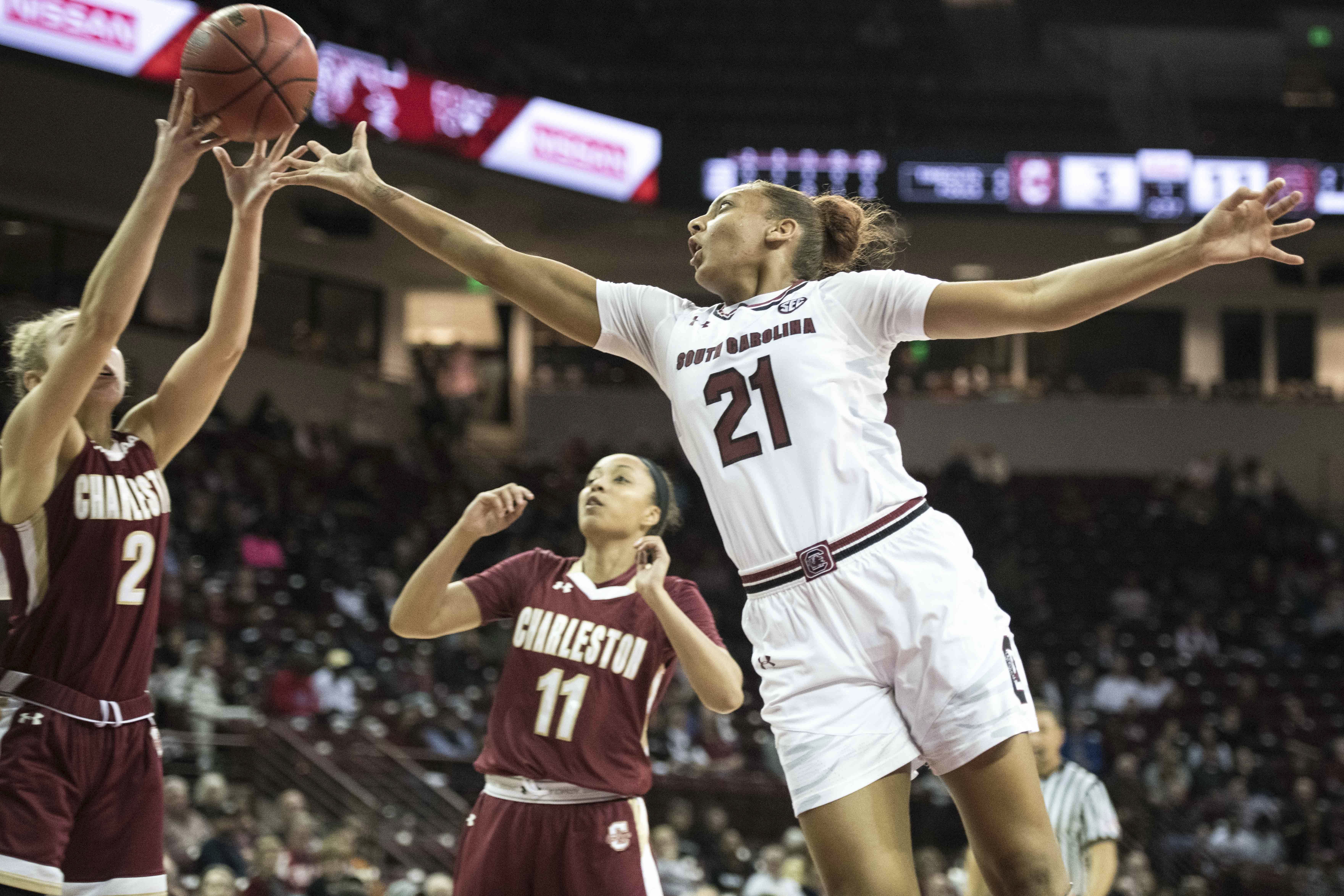 Wilson powers No. 5 Gamecocks to 69-43 win over Charleston