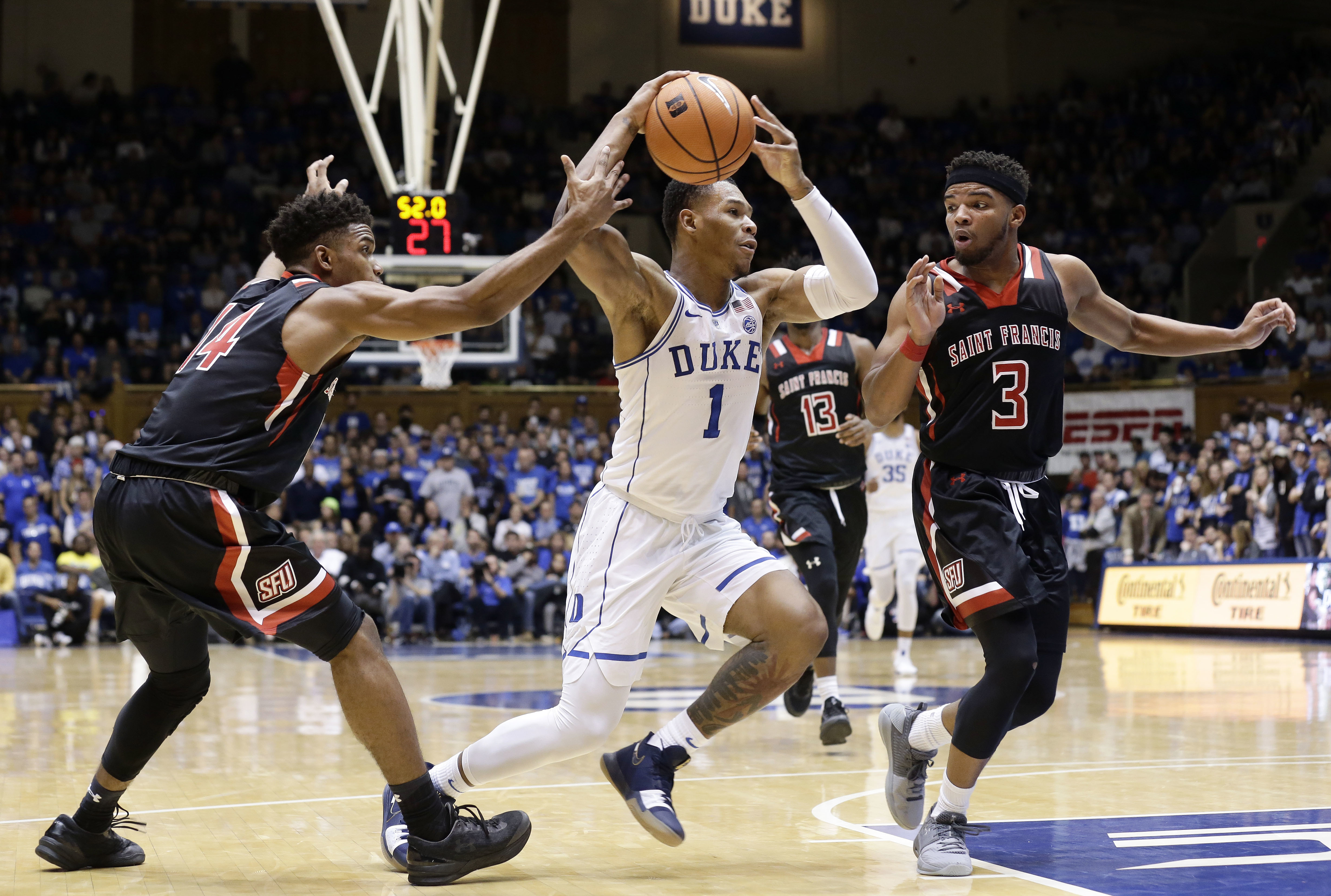 Bagley, Carter lead No. 1 Duke past St. Francis, 124-67