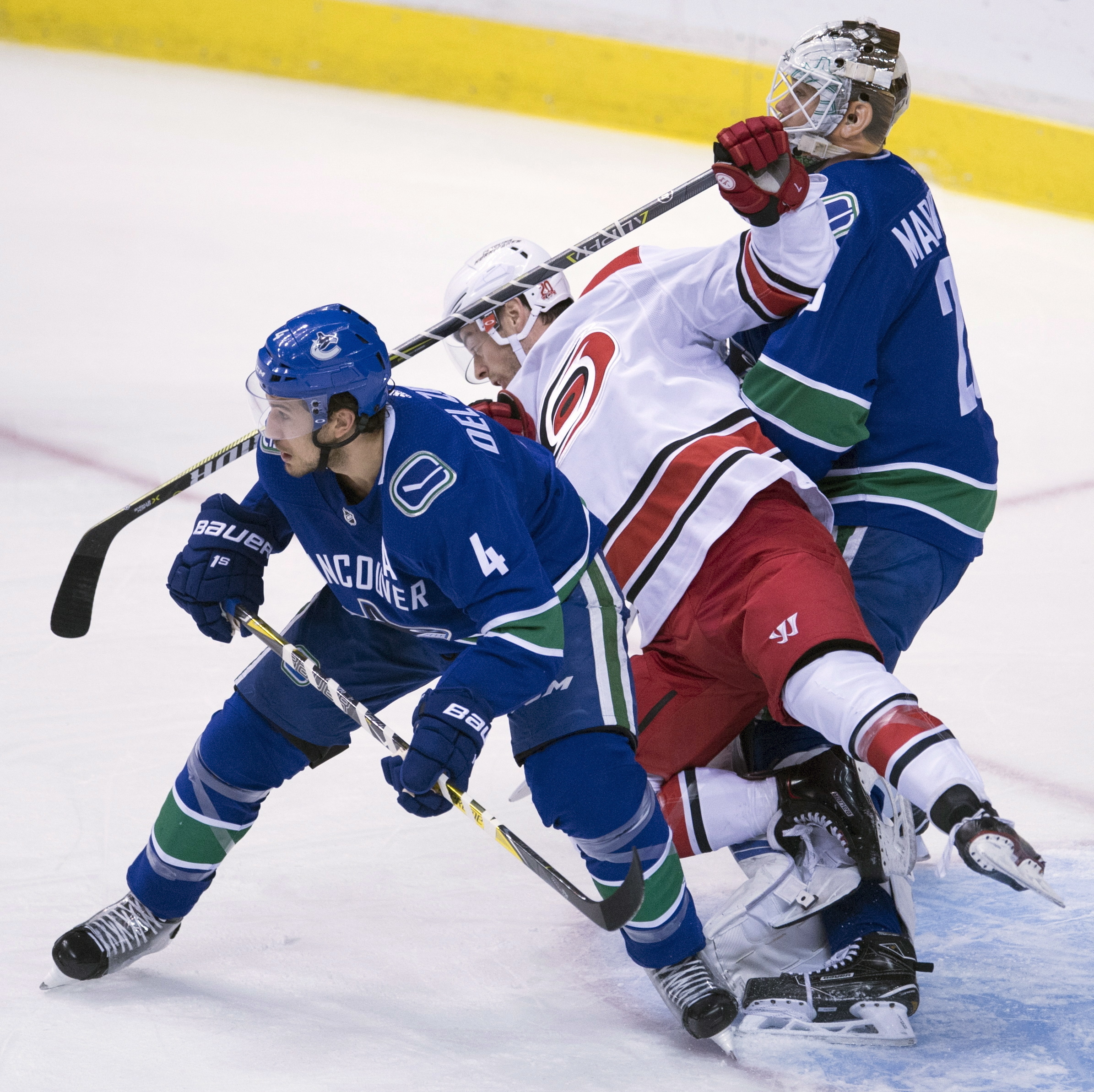 Markstrom gets 1st NHL shutout, Canucks blank Hurricanes 3-0